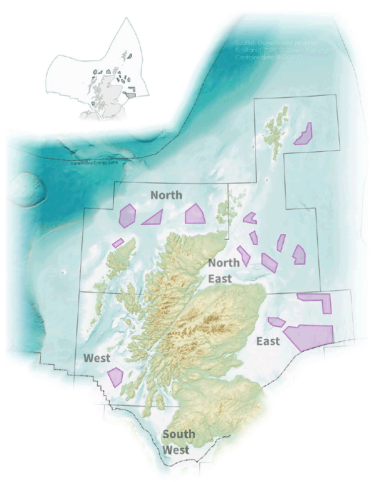 Scotwind offshore wind projects - water depths